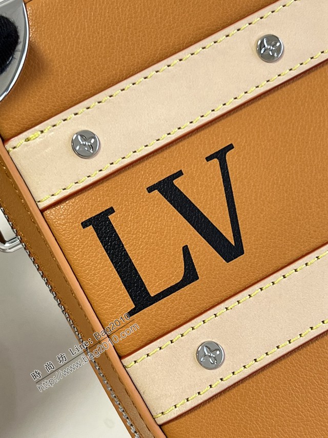LV專櫃2023新款Handle Soft Trunk手袋 M45785橙色絲印/對版 路易威登手提箱肩背盒子包 dn1187